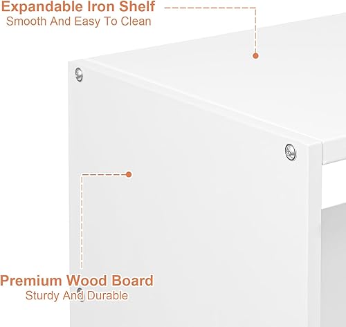 Miniatura 8 de Organizador de zapatos blanco para armario, estante de zapatos expandible de 3 niveles, estantes apilables de madera de hierro combinados para