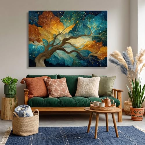 Décoration nature pour réchauffer un salon moderne via cette toile d'arbre - 3