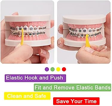 20 Pack Braces Rubber Band Tool Dental Elastic Rubber Bands Placers for Braces Disposable Plastic Orthodontic Elastic Placers