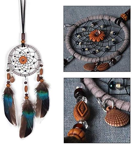 NA Dream Catcher Wind Chimes Small Boho Charms Handmade Feather for Car Hanging Decorations
