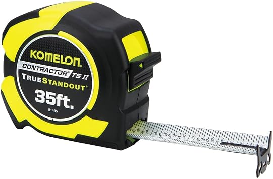 Komelon 35-Ft Contractor TSII Wide Blade Tape Measure with Backside Printing, Manual Lock, Long Standout 91435