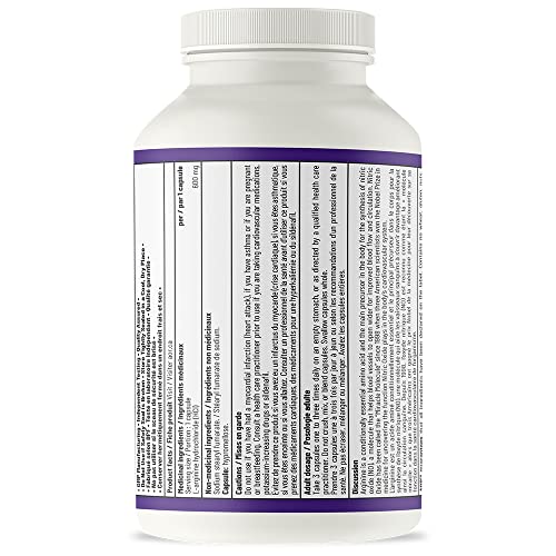 AOR Arginine 600mg, Vegan 180 Caps 60-Day Supply - L-Arginine Supplement for Circulation & Vitality - Support Nitric Oxide Production - Essential Amino Acids for Skin Elasticity and Muscle Performance - Image 3