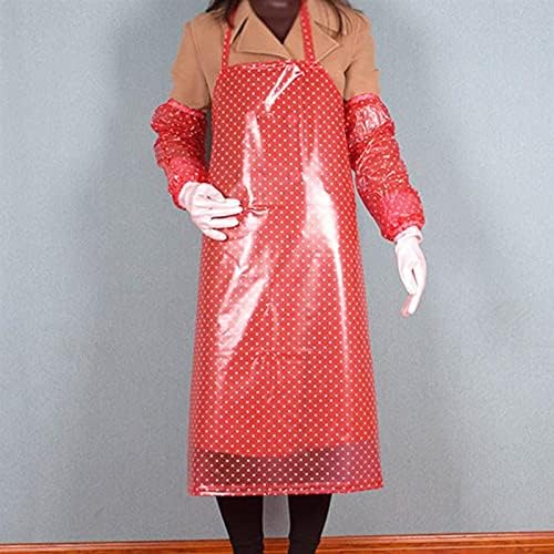 JWDS Bib Apron Pvc Apron Long Kitchen Waterproof Apron Oversleeve Kitchen Apron Women Men