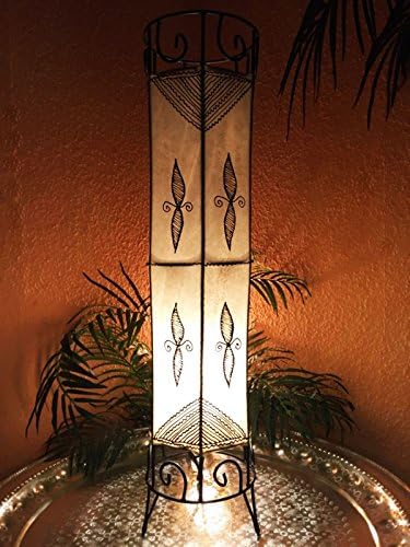 Marrakesch Oosterse staande lamp Neslihan natuur 80cm lederen lamp hennalamp lamp | Marokkaanse grote staande lampen gemaakt van metaal, lampenkap gemaakt van leer | Oosterse decoratie uit Marokko photo 3