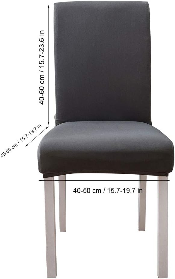 6Pcs Elegant Simple Style Polyester Elastic Chair Cover, Chair Protective Cover for Home Office Restaurant Hotel, Stretch Furniture Cover with Active Dyeing for Four (Gray)