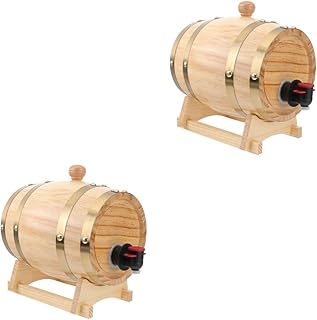 Zerodeko Carboy 5 Gallon 2 pcs Wine Barrel Wood Whiskey Aging Barrels Wine Dispenser Dispenser Beer Barrels Wooden Wine Making Bourbon Wooden keg Beer Keg Delicate jug