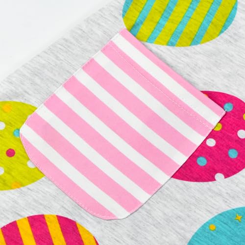 Image of HILEELANG Little Girl Short Sleeve Dress Easter Cotton Casual Applique Tunic Shirt Dresses