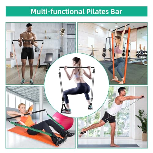 Topfinder Resistance Band Bar Adjustable Length for Workout, Portable Pilates Bar for Home Gym, Exercise Training Bar for Full Body Fitness (Black) (Black) by Topfinder - Image 5