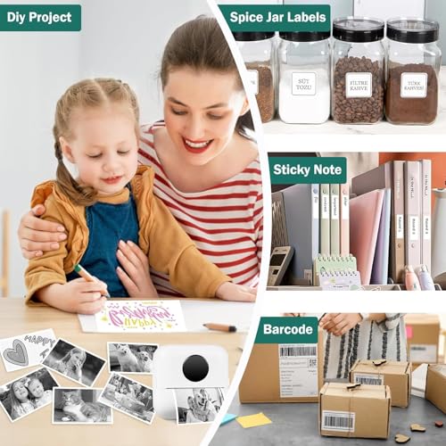 Tiusixsy 20 Rollen Mini Drucker Rollen, 57 x 25mm Thermopapier für Kinder Sofortbildkamera, Thermodrucker Aufkleberrolle, Thermodrucker papier weiß, Für Scrapbooking, Fotos, Notizen, Etiketten