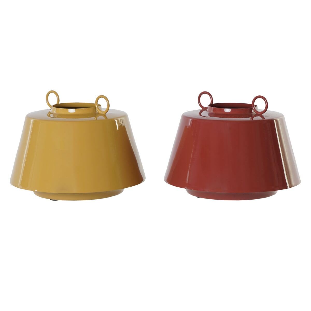 Home ESPRIT Mustard Vase Terracotta Lacquered Iron 24 x 24 x 19 cm (2 Units)