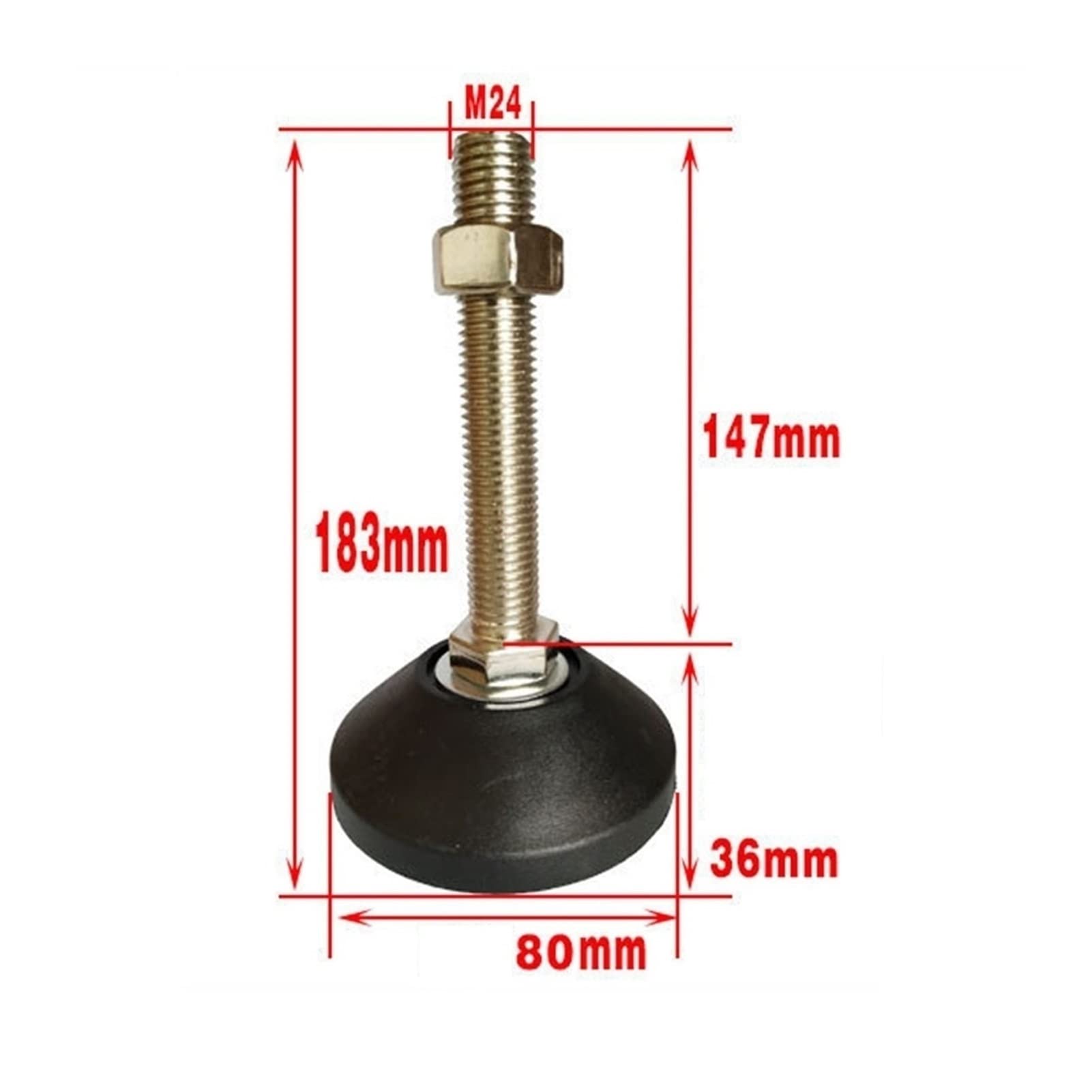 Pies ajustables, pies niveladores de alta resisten 8 pies niveladores ajustables con base de goma for máquinas niveladoras, rosca for muebles, 80 mm(D80*M20*200mm)