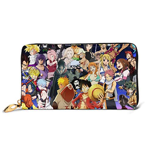 Preisvergleich Produktbild Einteilige Geldbörse aus echtem Leder mit Reißverschluss, lange Clutch, Münzfach, Kartenpaket für Damen und Herren