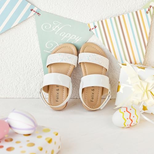 Image of Felix & Flora Toddler Girl Sandals - Little Girl Easter Dress Shoes Lightweight Open Toe Beach Holiday Flats