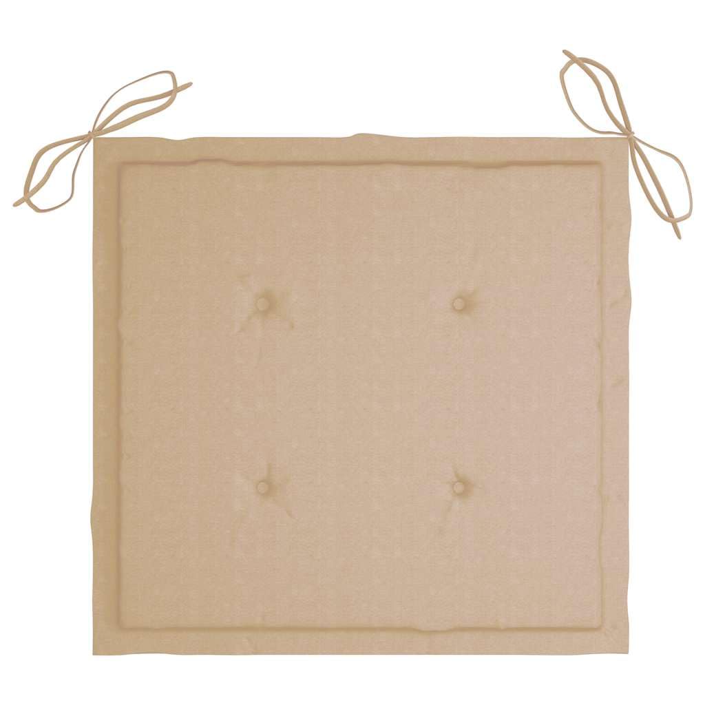 Set di mobili da giardino in teak: 3 sedie da giardino in teak con cuscino beige – sedie da giardino in legno massello con cuscino per terrazza e giardino