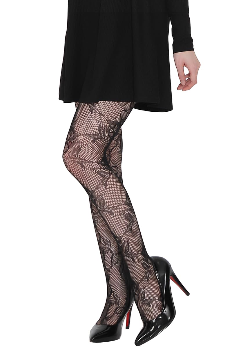 jaroll イエロー フィッシュネット タイツ 花柄 515IYznbAfL.jpg