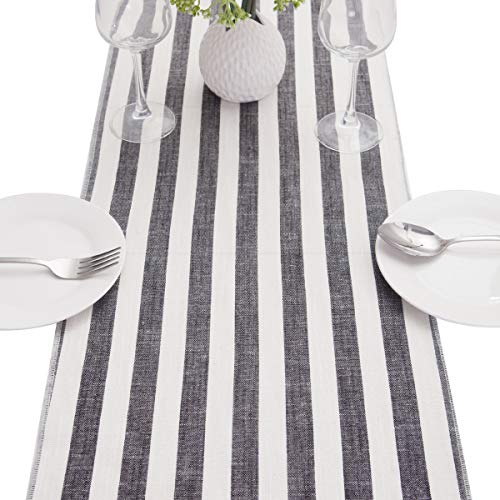 Nupuyai Stripe Table Runner for Party Wedding Decorative Table Runner for Home Dining Coffee Table 157cm Black - Image 3