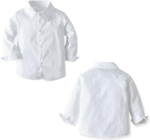 Miniatura 3 de Traje de vestir para niños pequeños, conjuntos de ropa para bebés, camisas con corbatín, tirantes, pantalones, 4 piezas, trajes de caballero, trajes