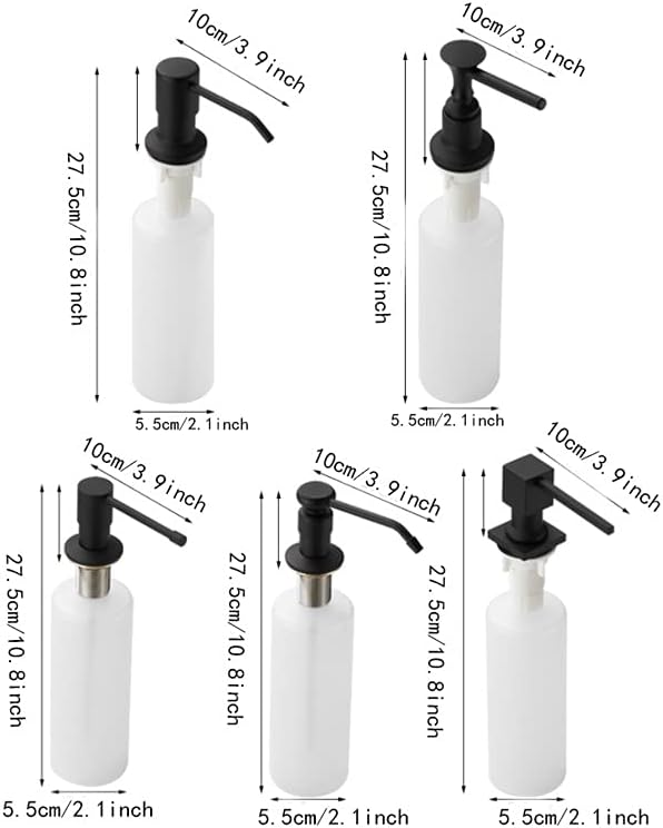 Soap Dispenser for Kitchen Sink, Built in Design Refill from Top with Bottle Refillable Container Large Bottle Soap dispensers
