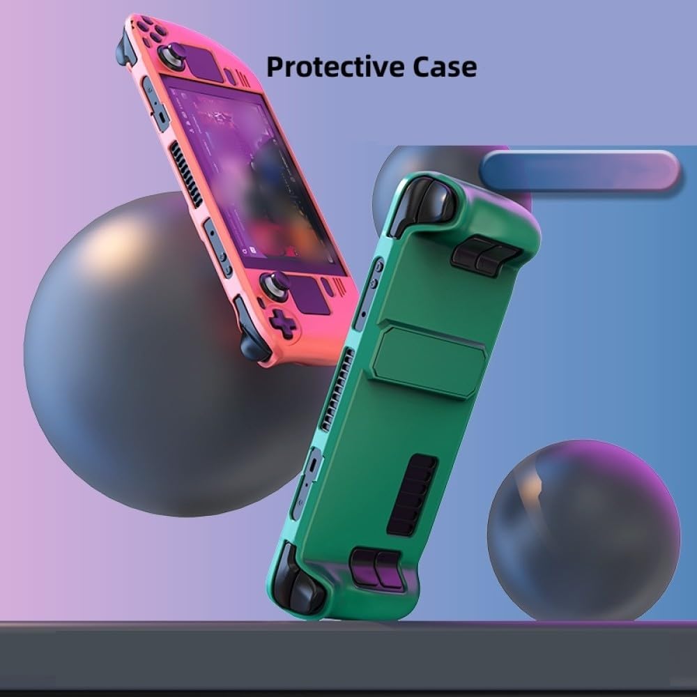 Colorful Protective Case Suitable for Steam Deck PC Material Full Cover Protective Case with Stand Skin-Friendly Feel Game Console Accessories (Pink)