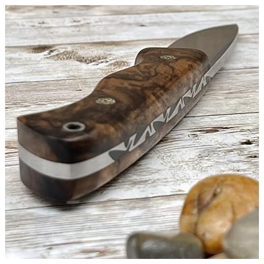 Handmade Fixed Blade Outdoor Knife with Sheath – Hunting, Bushcraft, Self Defense Bowie Knife – Tracker Knife with Wooden Handle & N690 German Bohler Steel Blade – Leather Sheath & Flint Rod Included