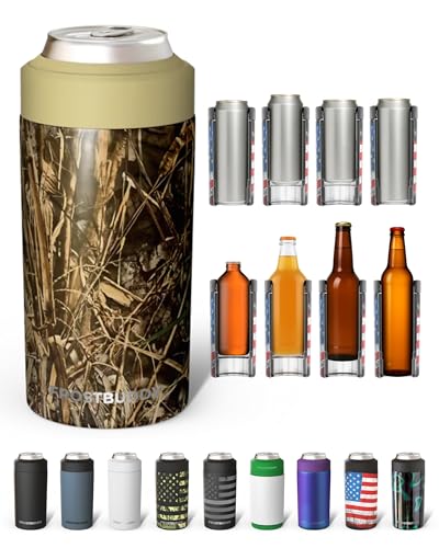 Image of Frost Buddy Universal Can Cooler - Fits all - Stainless Steel Can Cooler for 12 oz & 16 oz Regular or Slim Cans & Bottles - Stainless Steel (Real Tree Max7)