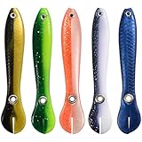 Naapesi Señuelos de Pesca Biónicos Suaves, 5 Piezas Cebo de Pesca Artificiale, 5 Colores Señuelos de Vinilo para Pesca, Accesorios de Pesca para Lubina Lucio Trucha Perca y Pesca de Agua Dulce
