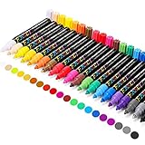 Paint Pens , Emooqi 20 Pack Paint Markers Oil-Based Painting Marker Pen Set for Rocks Painting, Wood, Fabric, Plastic, Canvas, Glass, Mugs, DIY Craft, Waterproof , Write On Anything