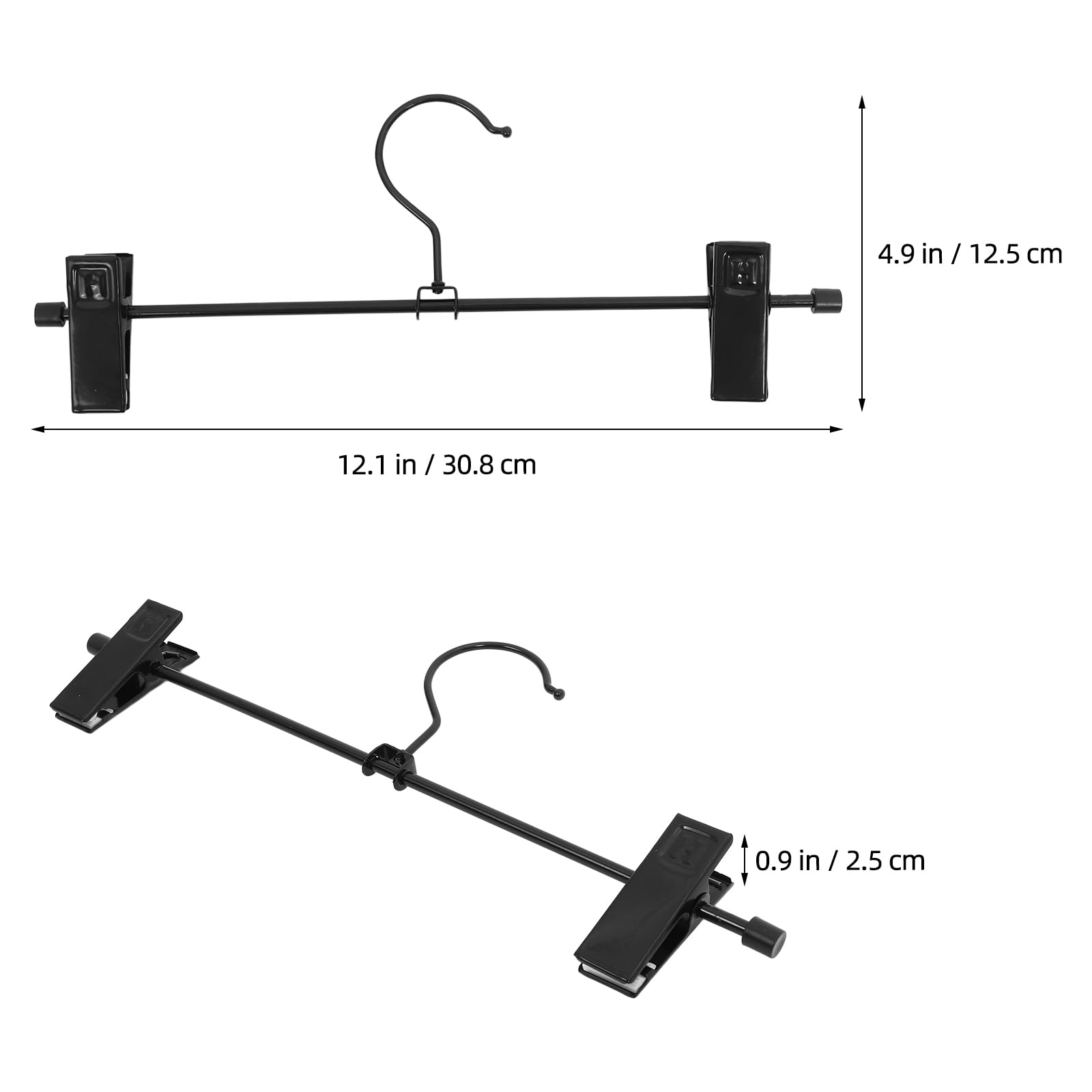 Ciieeo 10 pezzi appendiabiti per pantaloni grucce per gonne con pinzette, gancio per pantaloni, clip per appendere grucce con pinzette, grucce per vestiti, nero in polivinile