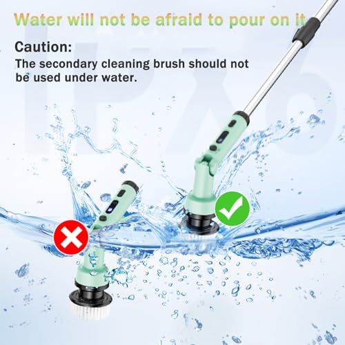 Image of 3 Angle Adjustable Electric Spin Scrubber, 3-Speed IPX7 Waterproof Cordless Power Cleaning Brush with Adjustable Extension Handle, Shower Scrubber with 9 Replaceable Brush Heads for Bathroom