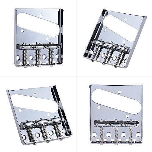 KKmoon 3 Sela cinzeiro ponte tailpiece banhado a cromo para telecaster Tele guitarra elétrica peça d