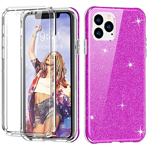 Housse iPhone 11 Pro antichoc violette pailletée pour briller au quotidien