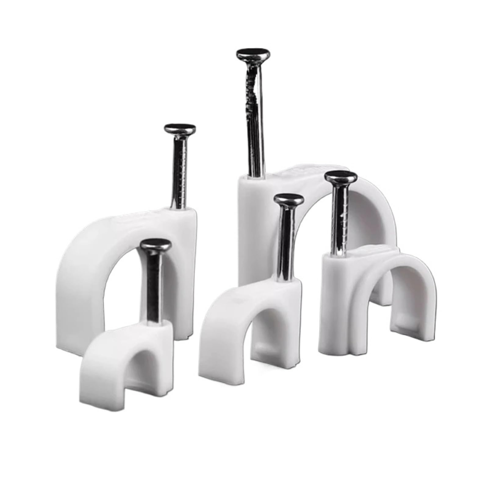 Clips for cables con clavos, 100 unidades, clip for de acero, gestión blanca 4-10 mm(7mm)