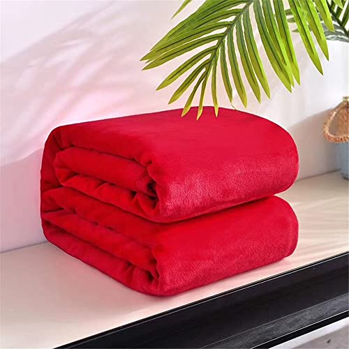 ENEN Plaid Polaire Couverture Chaude, Microfibre Couvre Lit 2 Personnes , Jete de Canape Grande Taille, Plaid Canapé Flanelle Doux et Chaude (180x200cm,Rouge)