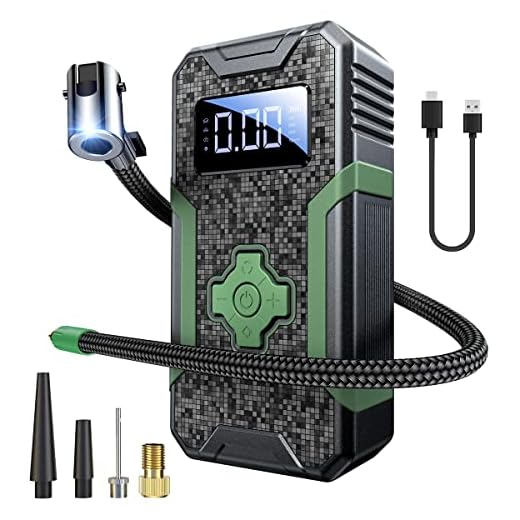 Tire Inflator Portable Air Compressor[40L/min Super Fast Inflate]Powerful yet Mini] Zancedy 7800mAh Air Pump for Car Tires Pump Cordless LED Light Air Compressor for Car Moto Bike Ball-Military Green