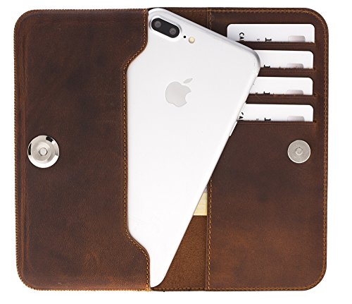 Solo Pelle Leather Carrying Case/Cover in Vintage Brown Suitable for The iPhone 8 Plus / 7 Plus (and Similar Sizes) of Genuine Leather