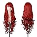 EmaxDesign 80 cm haute qualité Perruque Cosplay Pour femmes. Long Complète bouclé ondulé Chaleur résistant. Mode Glamour perruque avec Free Bonnet Perruque & Peigne De Perruque (Couleur: Rouge)