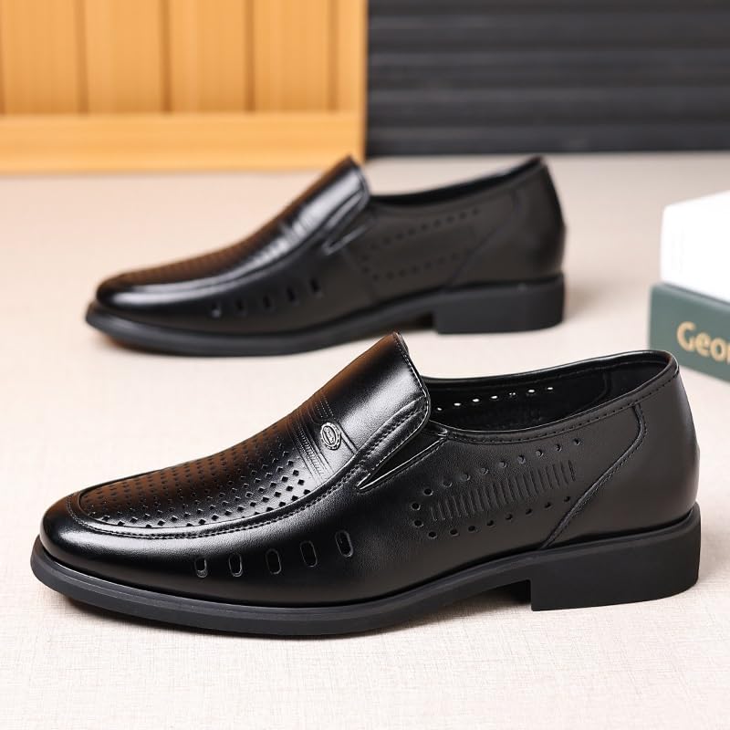 Men's Casual Dress Shoes Waterproof Business Formal Derby Shoes Genuine Leather Platform Slip-on Oxfords4