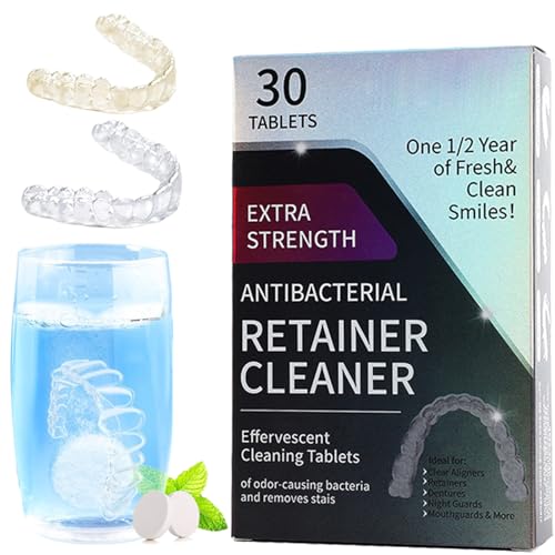 Retainer Cleaner Tablets - Retainer & Denture Cleaning Tablets – Effective Cleaner for Mouth Guards, Aligners, and Dental Appliances. Freshens & Brightens with Retainer Tablets - 30PCS