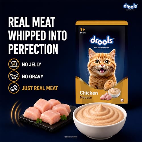 Image of Drools Adult Cat Wet Mousse 80g | Chicken | High Protein | Supports Hydration & Easy Digestion | Grain Free | No Artificial Additives | Enriched with Vitamins & Antioxidants