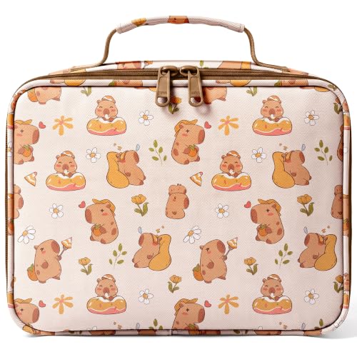 WOBAGMEN Lunch Box, Insulated Reusable Lunch Bag Portable Waterproof Leakproof Lunch Tote Bag Capybara Lunch Box for Picnic Travel Gifts(Capybara Donut)