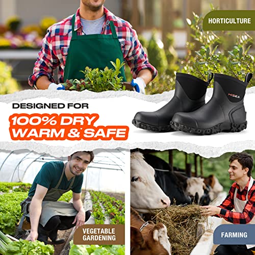 Image of HISEA Men's Rubber Rain Boots Waterproof Ankle Neoprene Garden Shoes