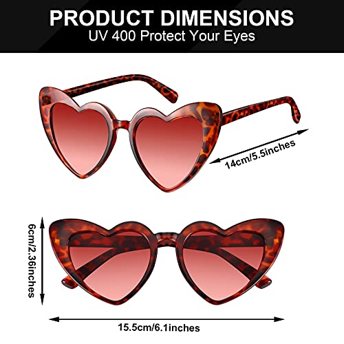 Frienda 9 Pairs Heart Shaped Sunglasses Vintage Heart Sunglasses Women Retro Glasses For Shopping Traveling Party Accessories (Leopard Brown) #TOP1