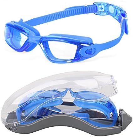 Kacasun Clear Swimming Goggles No Leaking Anti Fog Goggles UV Protection Swim Goggles with Free Protection Case for Adult Men Women Youth Kids Child (Blue)