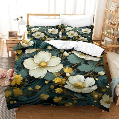 Parure de lit microfibre 140x200 design floral avec housse de couette - 3