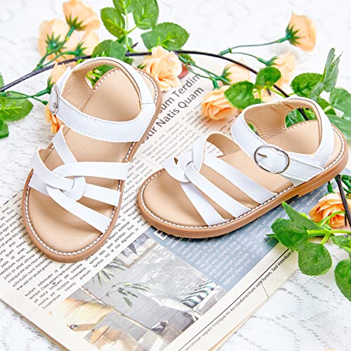 Image of THEE BRON White Flower Girl Wedding Princess Sandals Toddler /Little Girl(2210,White /10M)