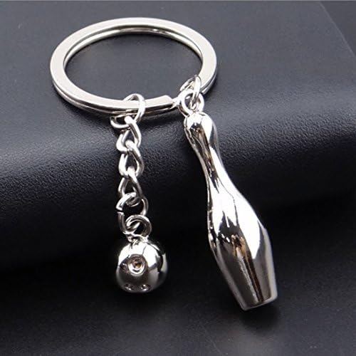 Bowling Pin Bowl With ball keychain pendant made of Metal