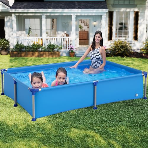 SOARS Rechteckiger Rohrpool, Aufstellpool 228 X 159 X 42 CM, Metallstruktur, langlebiges PVC, mit Filter, für Kinder ab 3 Jahren, Blau