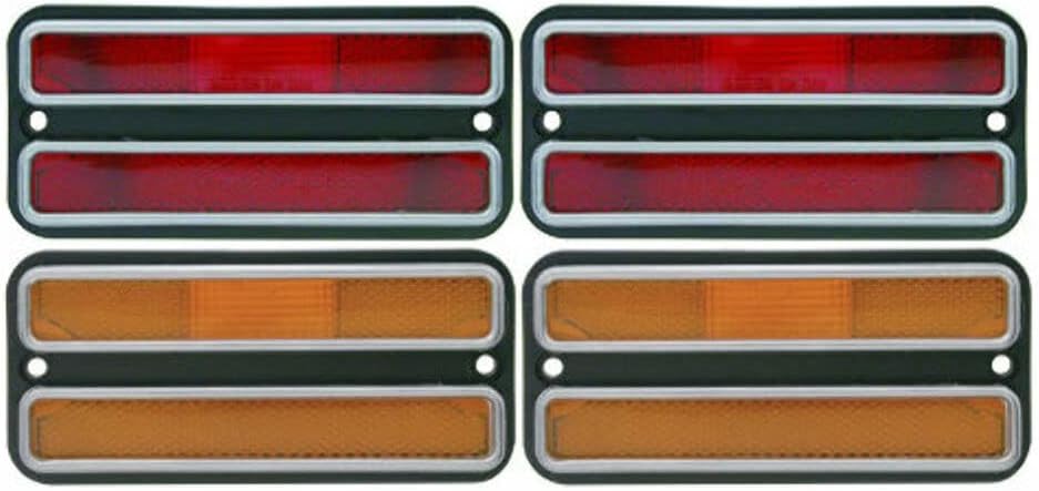 United Pacific (4) Clearance Side Marker Light Housings, Set of 4, Red Amber, Compatible with Chevy 1968-1972 Truck