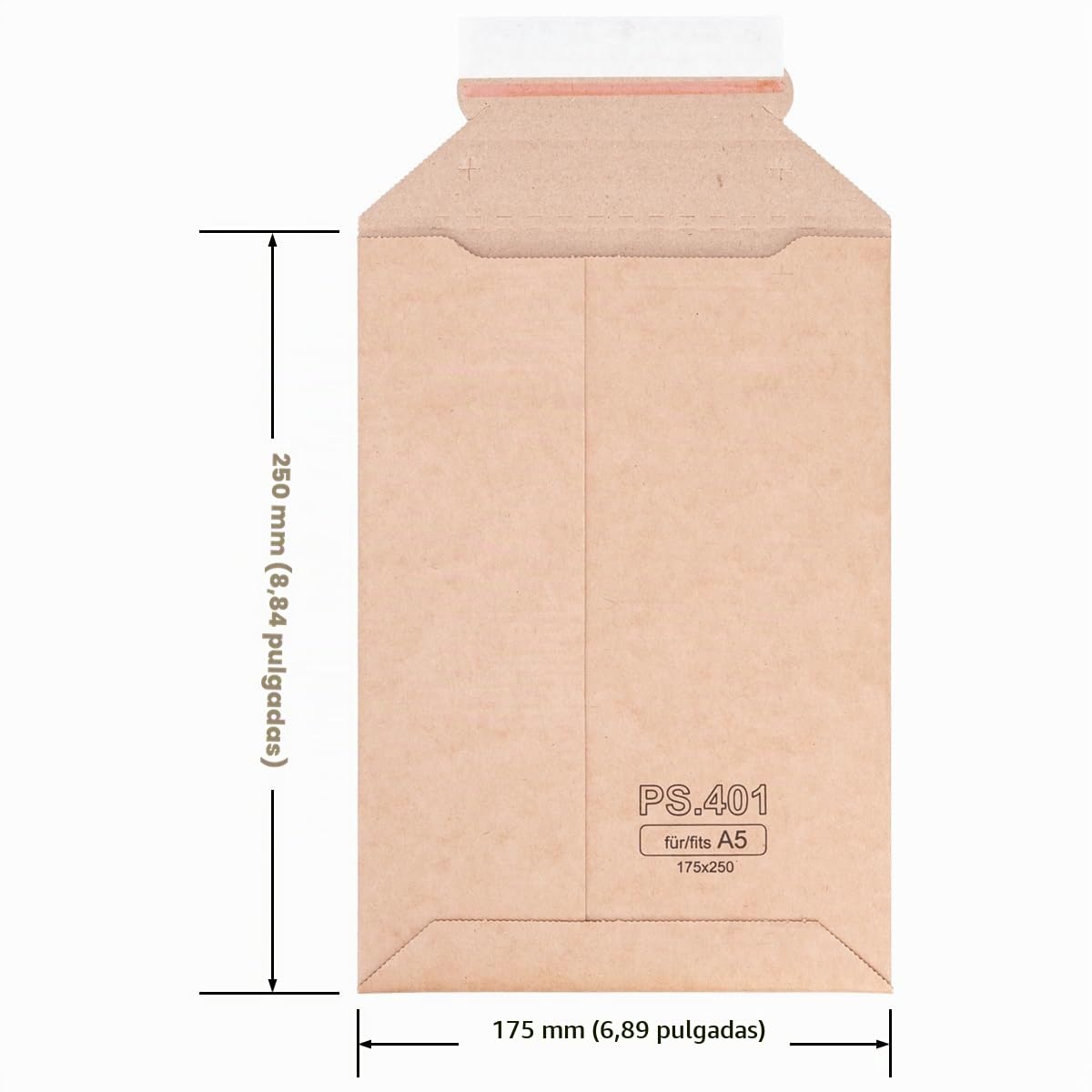 100 sobres cartón 175 x 250 mm DIN A5 marrón | sobres | embalaje | cartón | autoadhesivo. Envolvente, sobre postal, sobre de envío