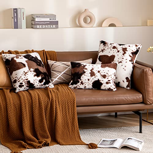Image of 26x26 Inch Euro Luxury Faux Fur Cowhide Throw Pillow Covers